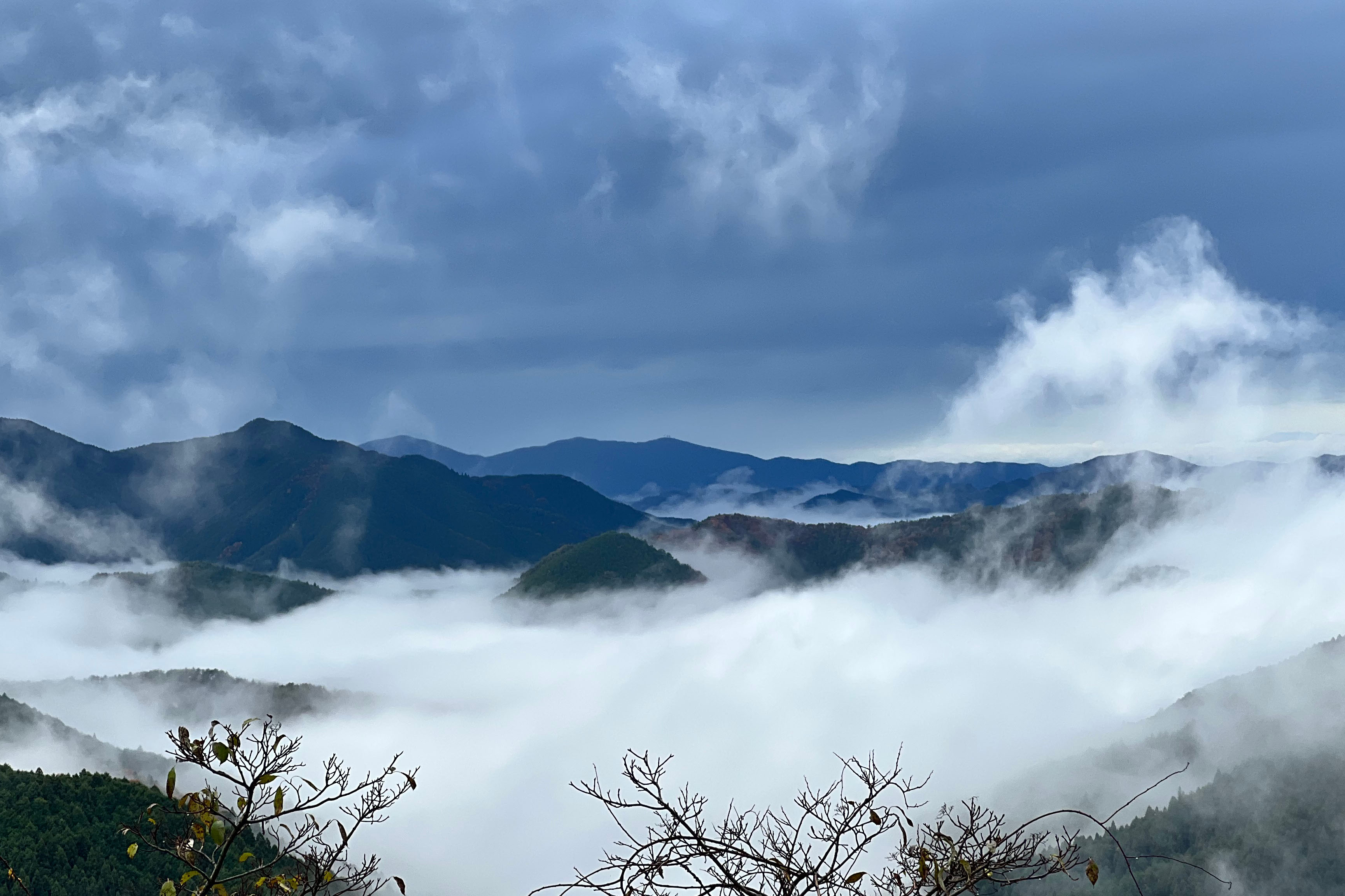 view of mountains and clouds from Mt. Koya